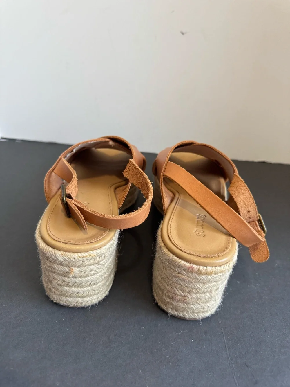 Soludos Amalfi Espadrille Flatform Sandals Ankle Strap Tan Leather Size 10
